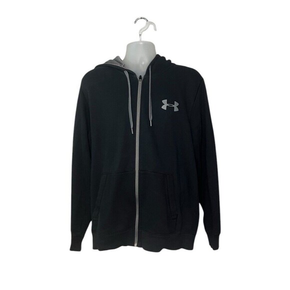 Under Armour Men's Size Large Rival Loose Fit Zip Hooded Athletic Jacket Black - Picture 1 of 3